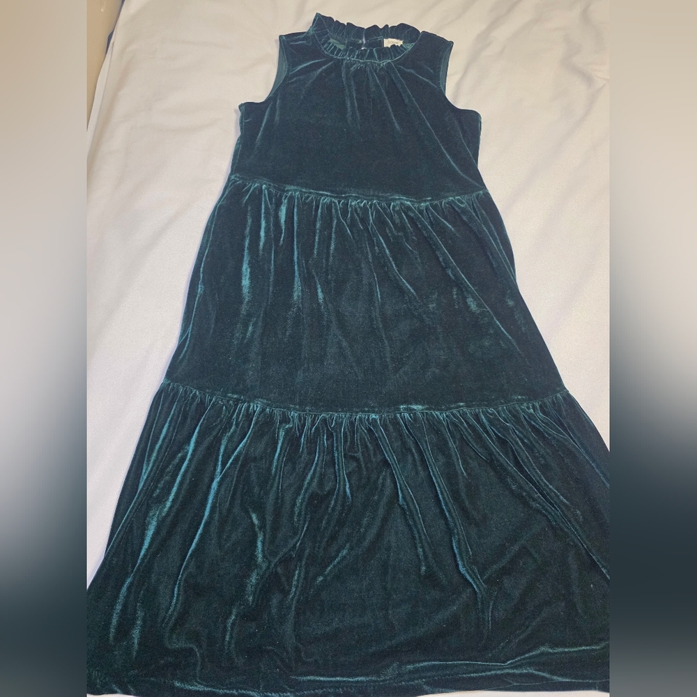 J. Crew Green Sleeveless Velvet Midi Dress With Pockets- Size 4 NWT $128